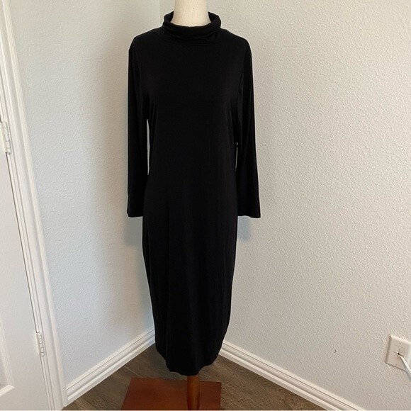 NWT  Torrid Midi Sheath Black Luxury Fabric Cowl Neck Size 12 - Picture 1 of 9